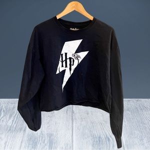 HARRY POTTER Crop Top  Size XL T-Shirt Women Long Sleeve Casual Solid Black